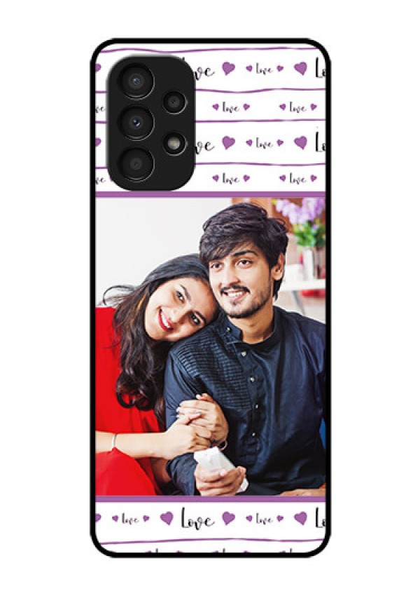 Galaxy A13 Custom Glass Mobile Case - Couples Heart Design
