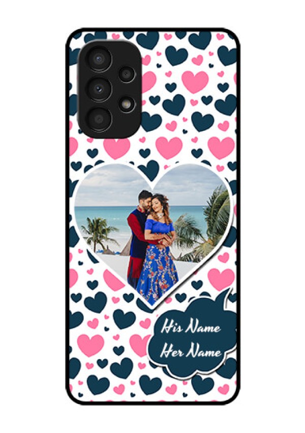 Galaxy A13 Custom Glass Phone Case - Pink & Blue Heart Design