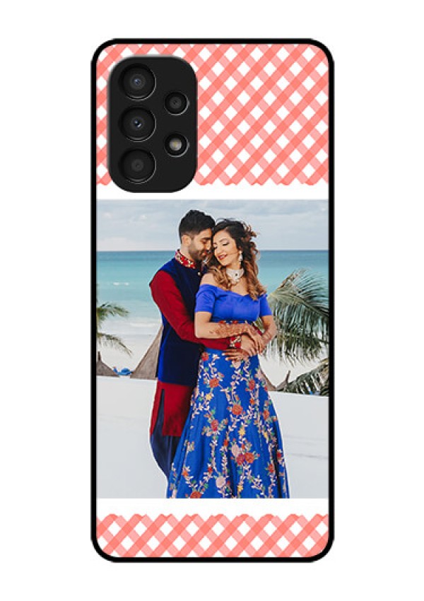 Galaxy A13 Personalized Glass Phone Case - Pink Pattern Design