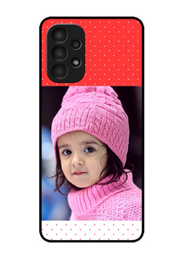Galaxy A13 Photo Printing on Glass Case - Red Pattern Design