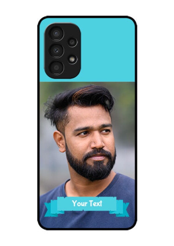 Galaxy A13 Personalized Glass Phone Case - Simple Blue Color Design
