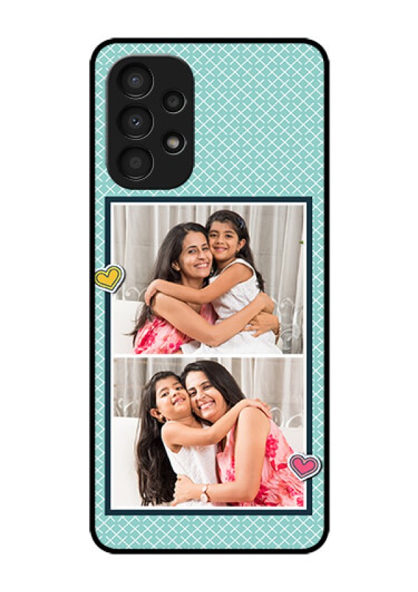 Galaxy A13 Custom Glass Phone Case - 2 Image Holder with Pattern Design