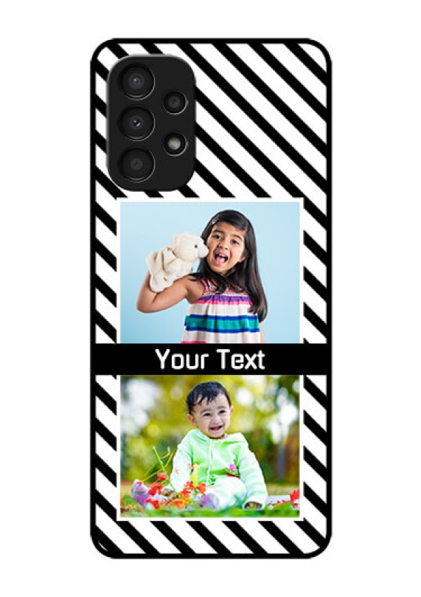 Galaxy A13 Photo Printing on Glass Case - Black And White Stripes Design