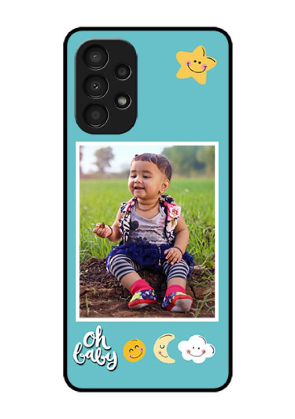 Galaxy A13 Personalized Glass Phone Case - Smiley Kids Stars Design