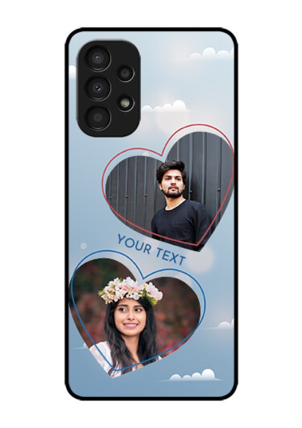 Galaxy A13 Custom Glass Mobile Case - Blue Color Couple Design