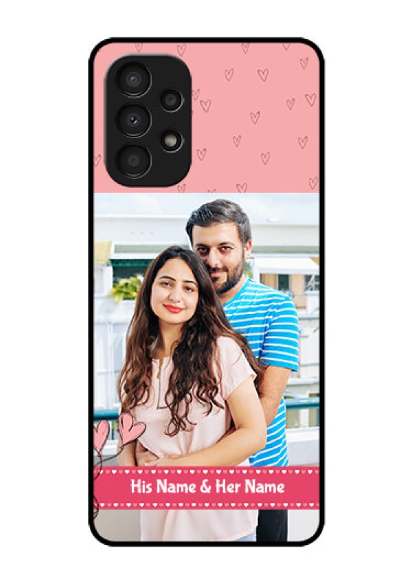 Galaxy A13 Personalized Glass Phone Case - Love Design Peach Color