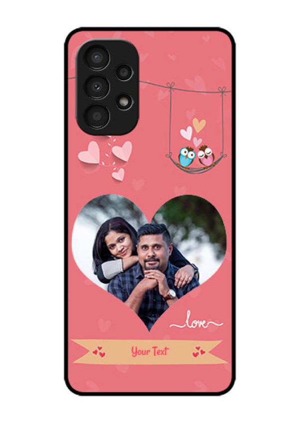 Galaxy A13 Personalized Glass Phone Case - Peach Color Love Design