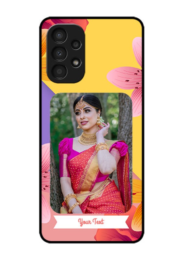 Galaxy A13 Custom Glass Mobile Case - 3 Image With Vintage Floral Design