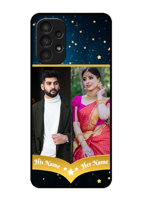 Galaxy A13 Custom Glass Phone Case - Galaxy Stars Backdrop Design