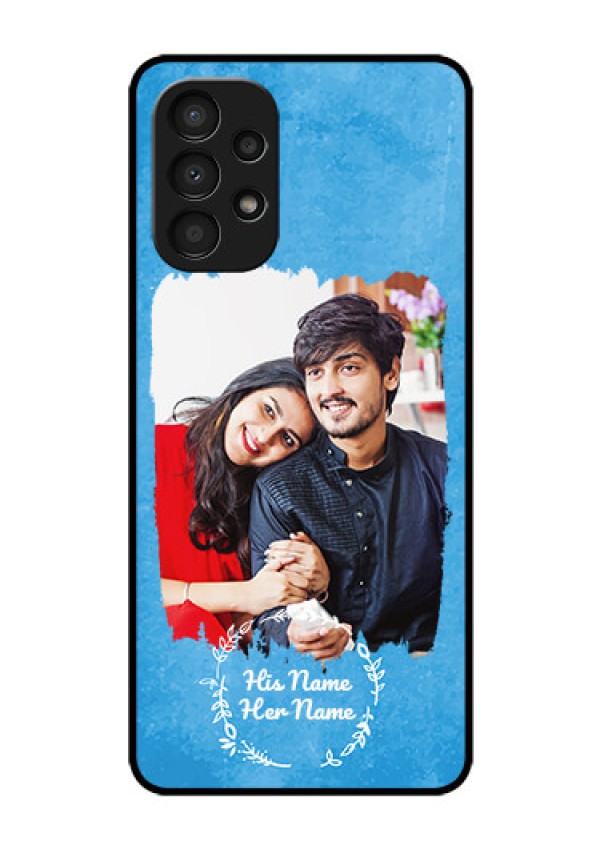 Galaxy A13 Custom Glass Phone Case - Blue Color Vintage Design