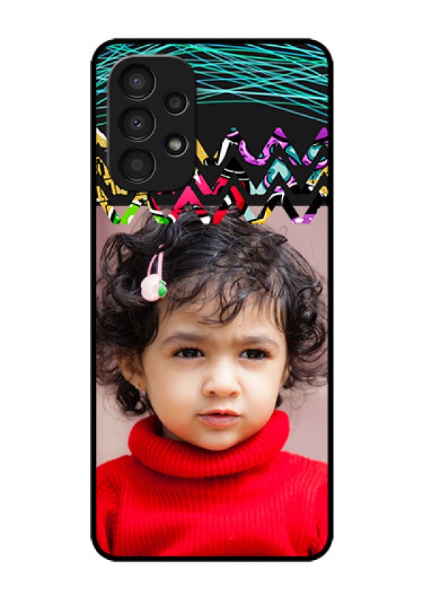 Galaxy A13 Personalized Glass Phone Case - Neon Abstract Design