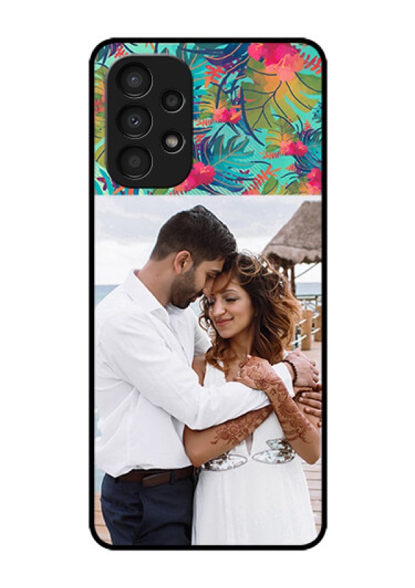 Galaxy A13 Photo Printing on Glass Case - Watercolor Floral Design