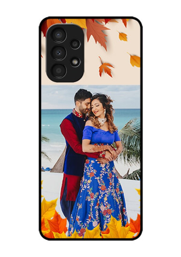 Galaxy A13 Photo Printing on Glass Case - Autumn Maple Leaves Design