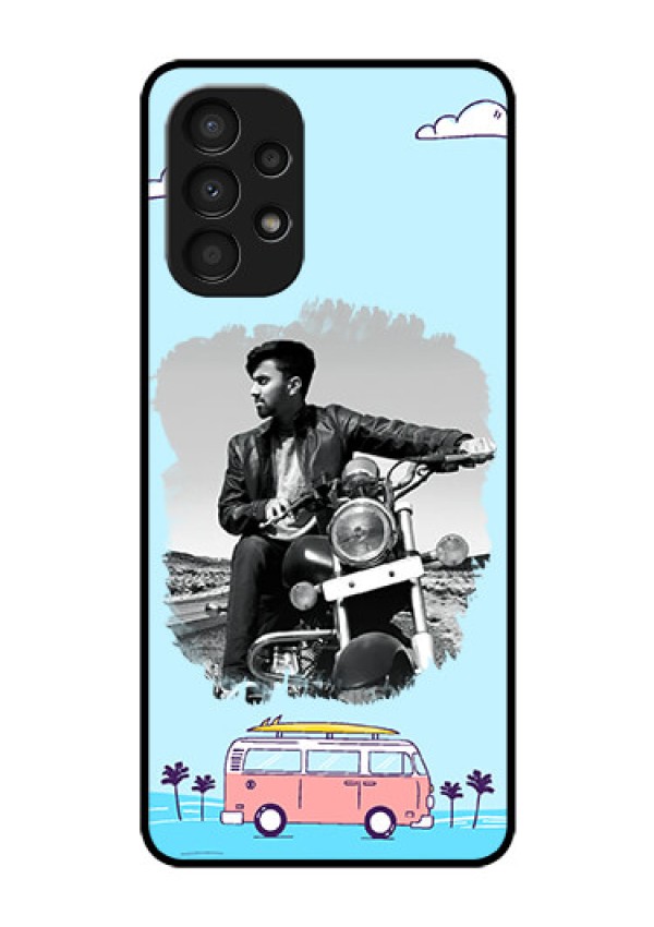 Galaxy A13 Photo Printing on Glass Case - Travel & Adventure Design