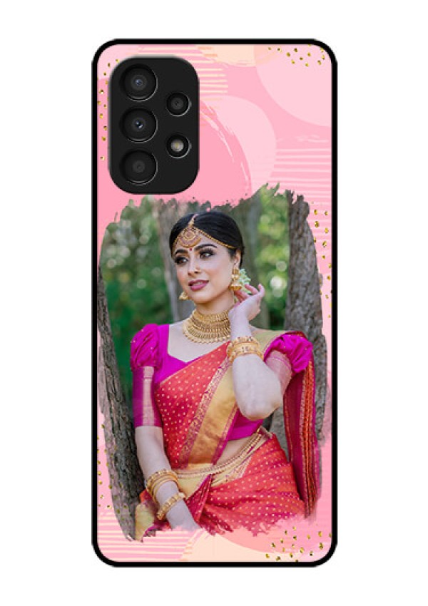 Galaxy A13 Personalized Glass Phone Case - Gold Glitter Splash Design