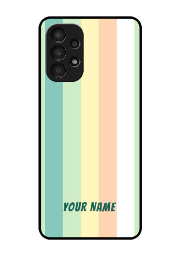 Galaxy A13 Photo Printing on Glass Case - Multi-colour Stripes Design