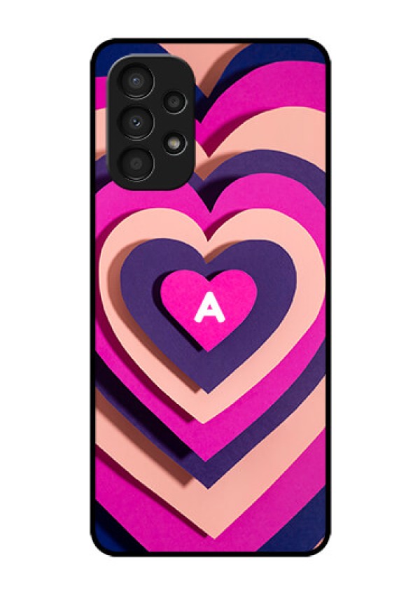 Galaxy A13 Custom Glass Mobile Case - Cute Heart Pattern Design