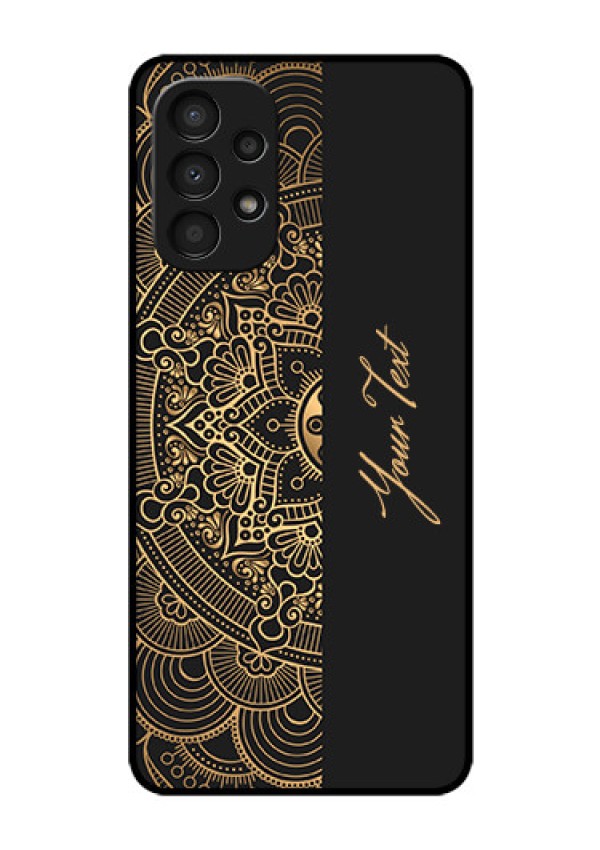 Galaxy A13 Photo Printing on Glass Case - Mandala art with custom text Design