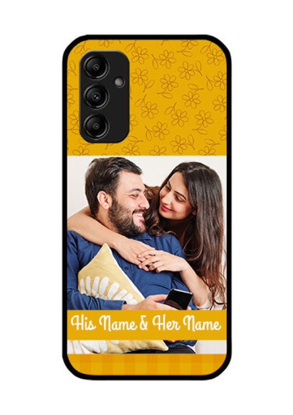 Galaxy A14 5G Custom Glass Mobile Case - Yellow Floral Design