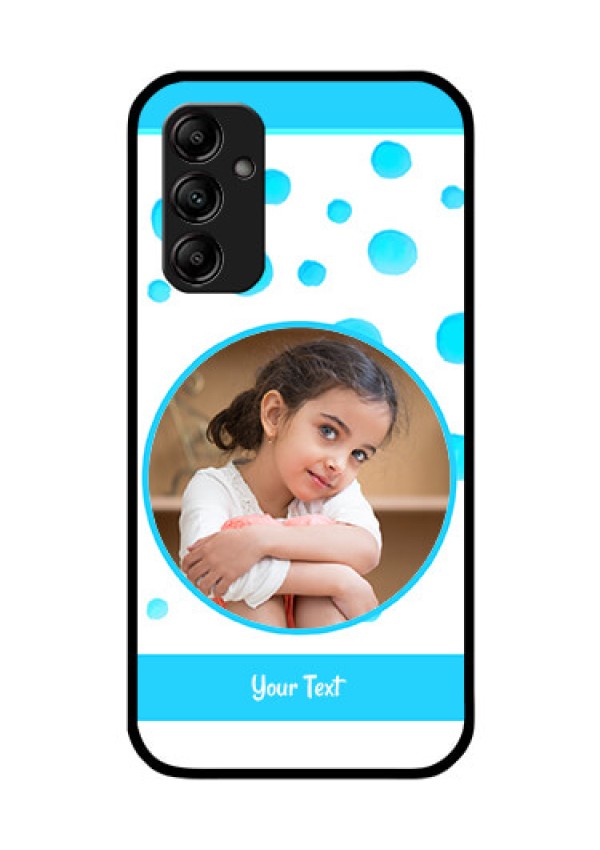 Galaxy A14 5G Photo Printing on Glass Case - Blue Bubbles Pattern Design