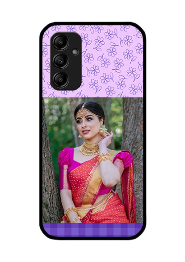 Galaxy A14 5G Custom Glass Phone Case - Purple Floral Design