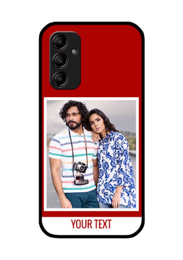 Galaxy A14 5G Personalized Glass Phone Case - Simple Red Color Design