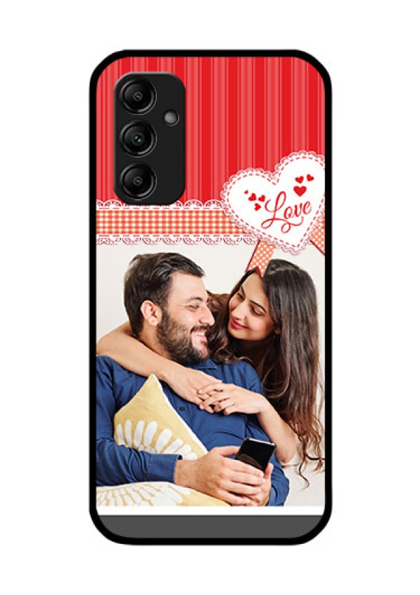Galaxy A14 5G Custom Glass Mobile Case - Red Love Pattern Design