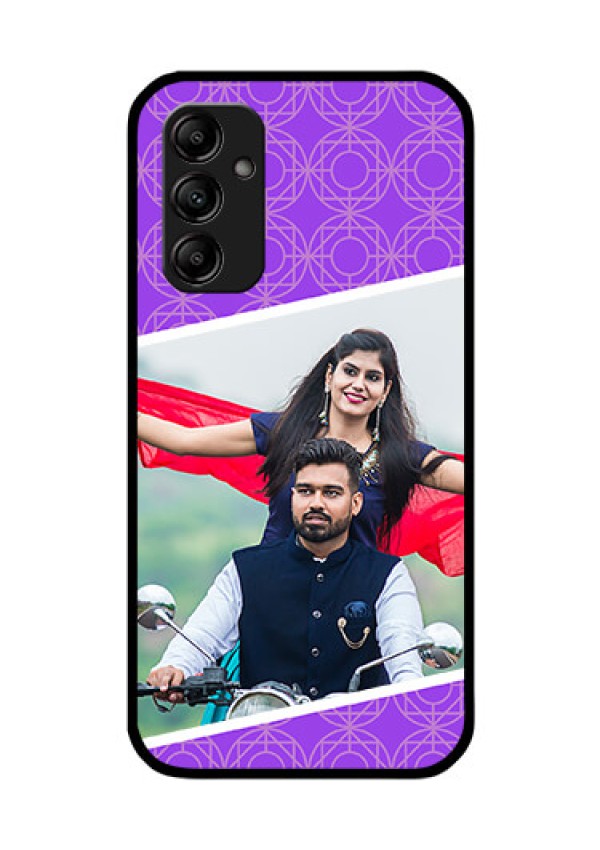 Galaxy A14 5G Custom Glass Phone Case - Violet Pattern Design