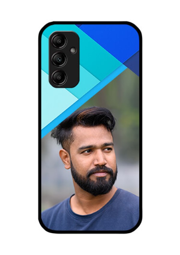 Galaxy A14 5G Custom Glass Phone Case - Blue Pattern Design
