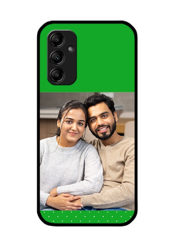 Galaxy A14 5G Personalized Glass Phone Case - Green Pattern Design