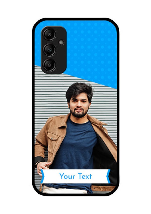 Galaxy A14 5G Photo Printing on Glass Case - Simple Blue Color Design