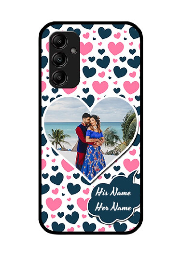 Galaxy A14 5G Custom Glass Phone Case - Pink & Blue Heart Design