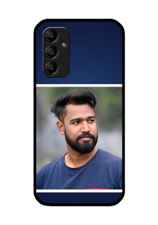 Galaxy A14 5G Personalized Glass Phone Case - Simple Royal Blue Design