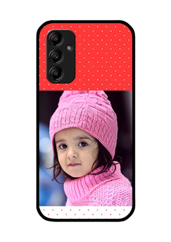 Galaxy A14 5G Photo Printing on Glass Case - Red Pattern Design