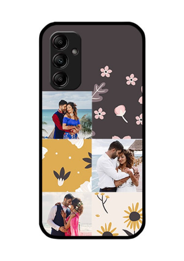 Galaxy A14 5G Photo Printing on Glass Case - 3 Images with Floral Design