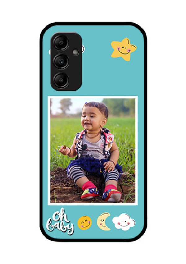 Galaxy A14 5G Personalized Glass Phone Case - Smiley Kids Stars Design