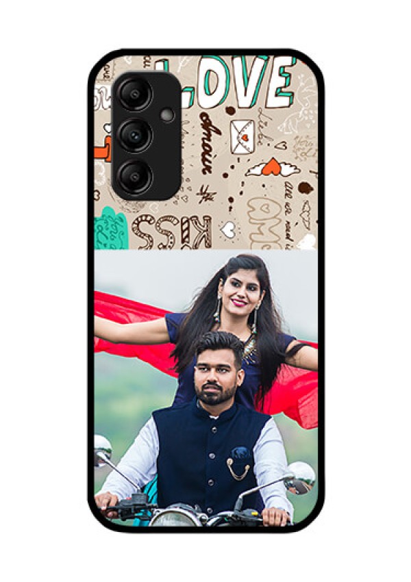 Galaxy A14 5G Custom Glass Phone Case - Love Doodle Pattern