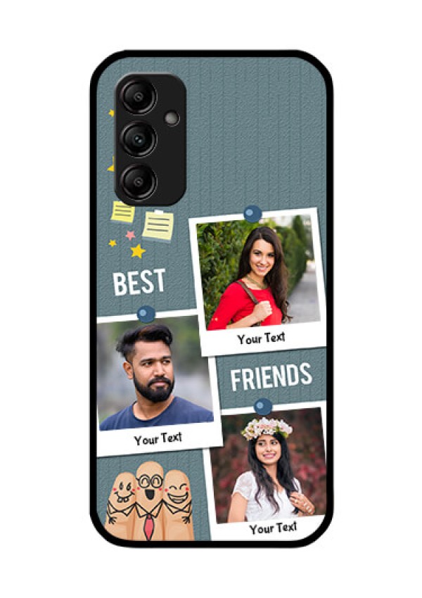 Galaxy A14 5G Personalized Glass Phone Case - Sticky Frames and Friendship Design