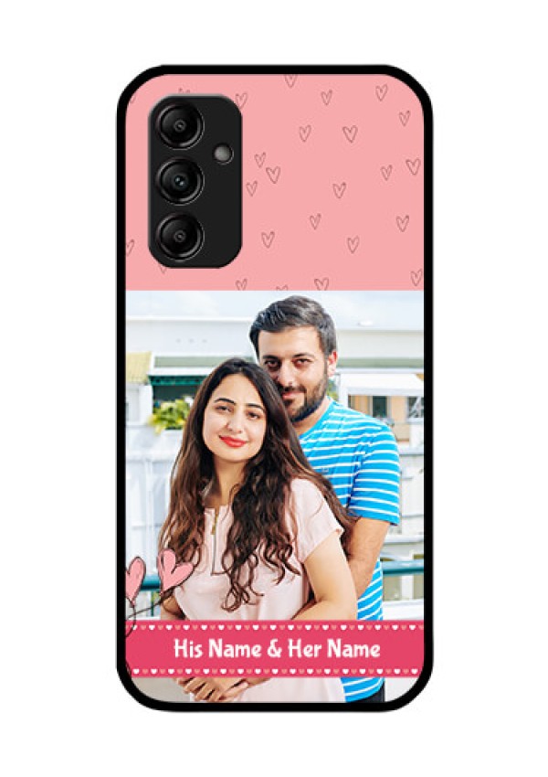 Galaxy A14 5G Personalized Glass Phone Case - Love Design Peach Color
