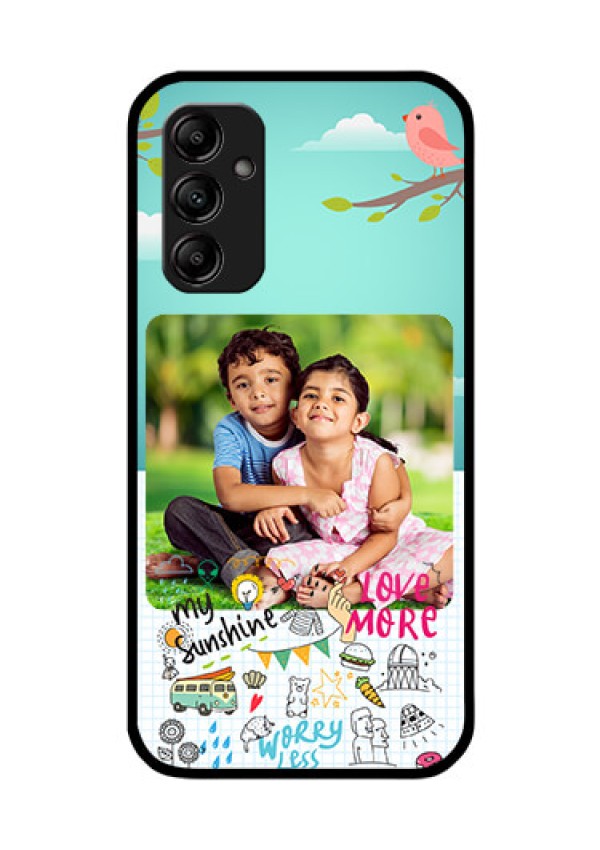 Galaxy A14 5G Photo Printing on Glass Case - Doodle love Design