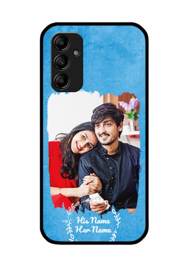 Galaxy A14 Custom Glass Phone Case - Blue Color Vintage Design