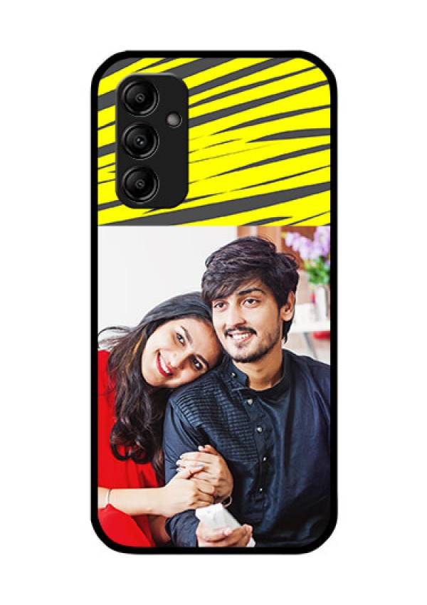 Galaxy A14 5G Photo Printing on Glass Case - Yellow Abstract Design