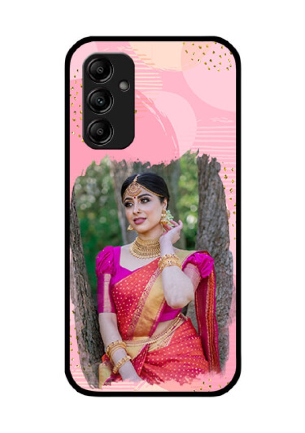 Galaxy A14 5G Personalized Glass Phone Case - Gold Glitter Splash Design