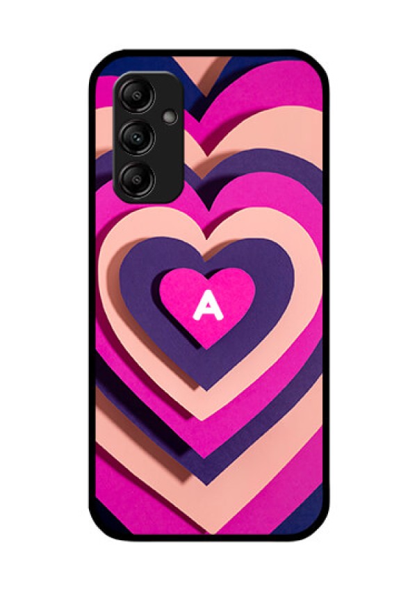 Galaxy A14 Custom Glass Mobile Case - Cute Heart Pattern Design