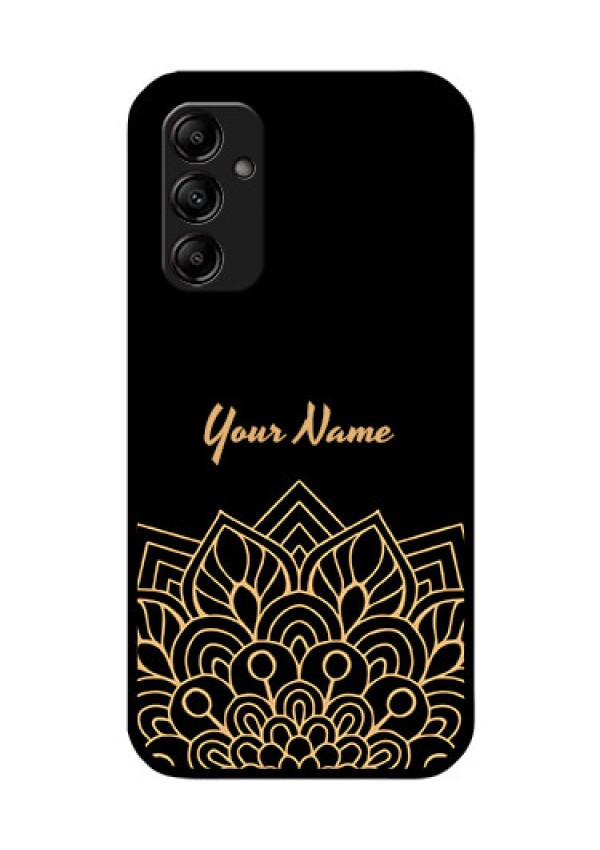 Galaxy A14 Custom Glass Phone Case - Golden mandala Design