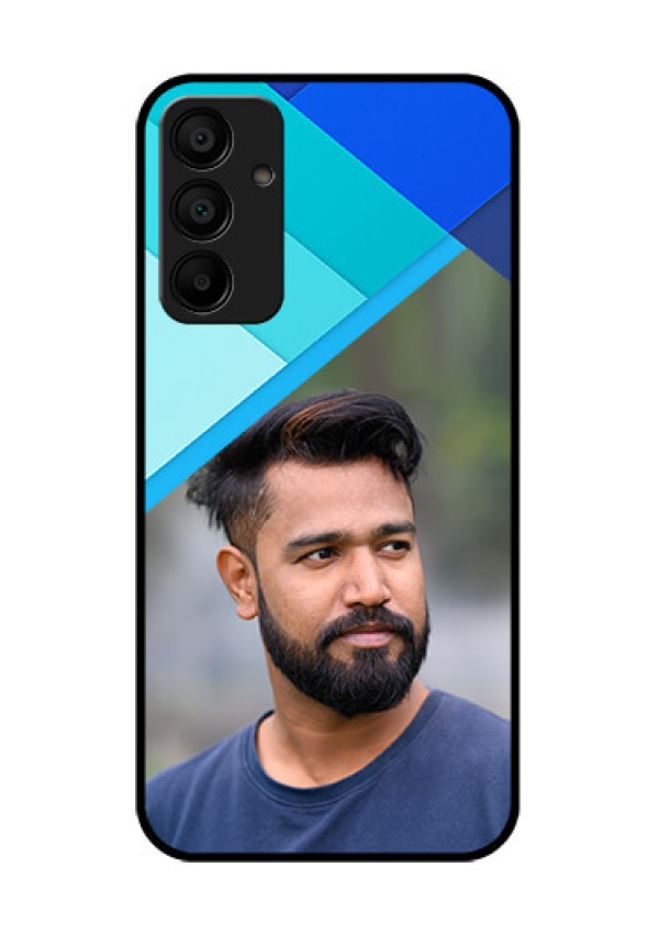Samsung Galaxy A15 5G Custom Glass Phone Case - Blue Pattern Design