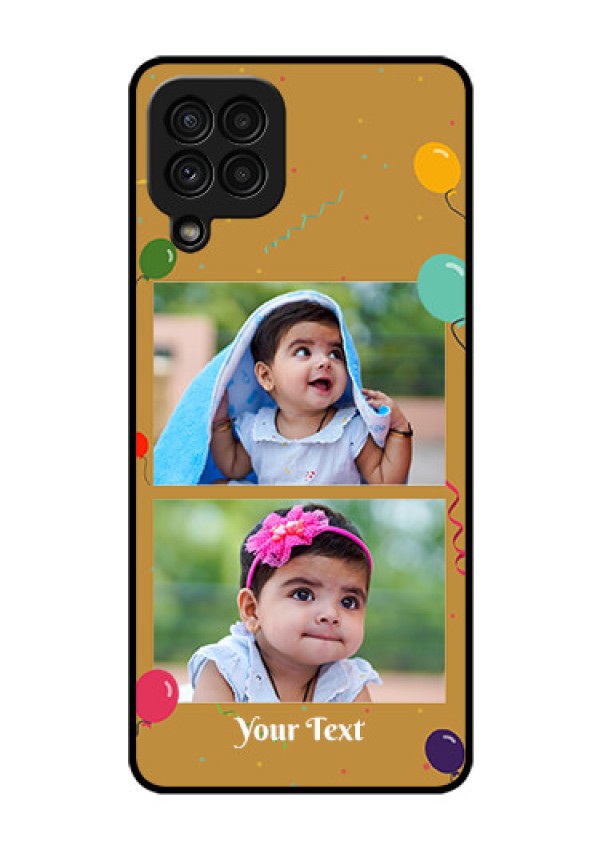 Galaxy A22 4G Personalized Glass Phone Case  - Image Holder with Birthday Celebrations Design