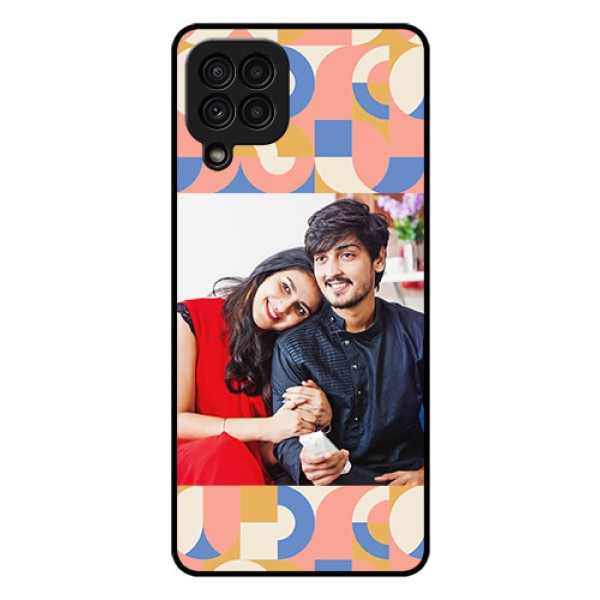 Galaxy A22 4G Photo Printing on Glass Case - Semi-circle Maze Pattern Design