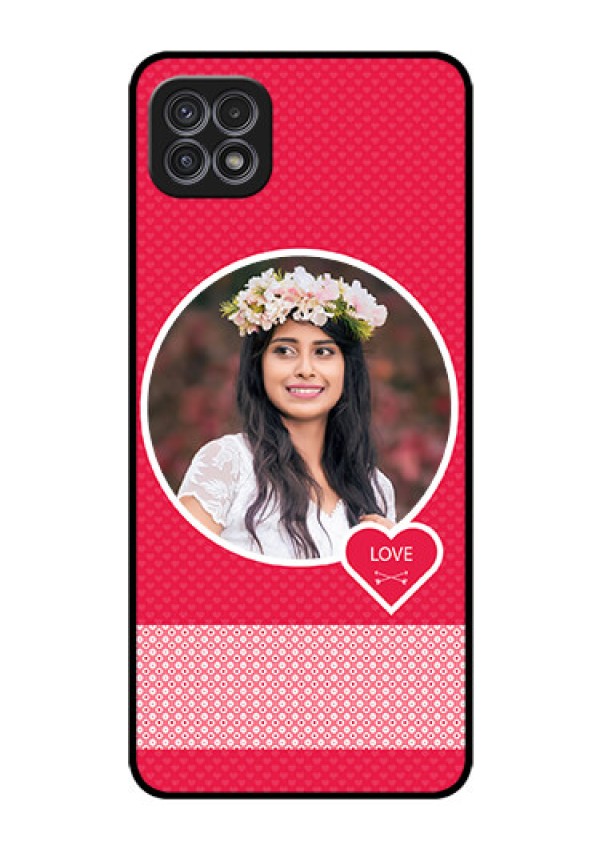 Galaxy A22 5G Personalised Glass Phone Case - Pink Pattern Design
