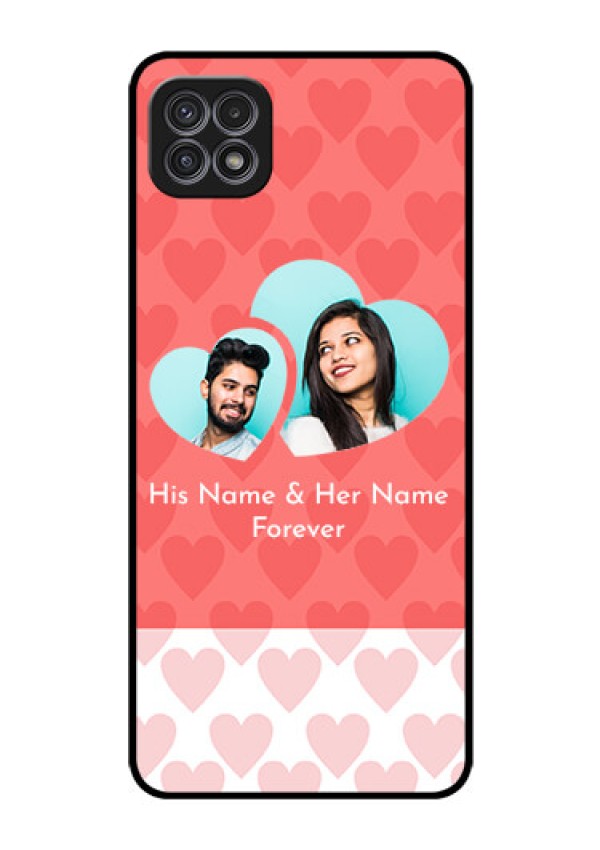 Galaxy A22 5G Personalized Glass Phone Case - Couple Pic Upload Design